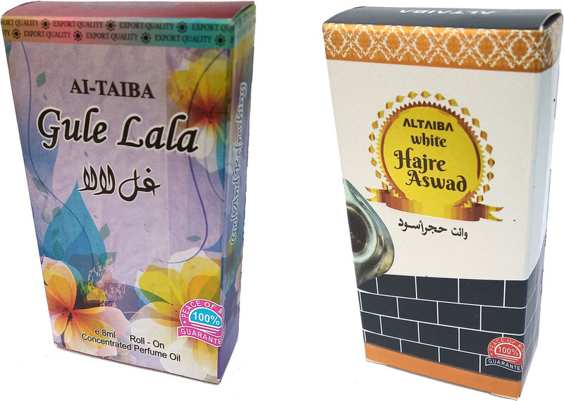 Altaiba Gule Lala 8ml and White Hajre Aswad 6ml Combo Pack Attar Alcohol Free Pack of 2 Floral Attar(Floral)