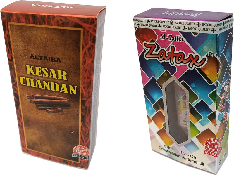 Altaiba Kesar Chandan 6ml and Zatax 8ml Combo Pack Attar Alcohol Free Pack of 2 Floral Attar(Floral)