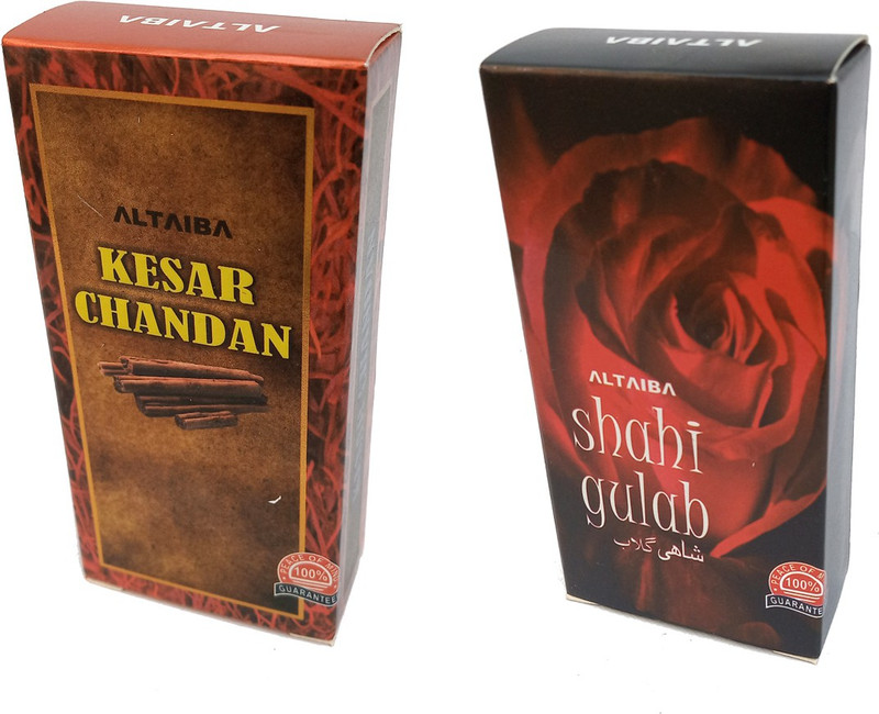 Altaiba Kesar Chandan 6ml and Shahi Gulab 6ml Combo Pack Attar Alcohol Free Pack of 2 Floral Attar(Floral)