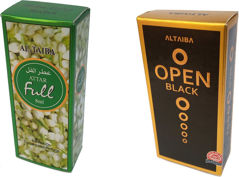 Altaiba Full 8ml and Open Black 6ml Combo Pack Attar Alcohol Free Pack of 2 Floral Attar(Floral)