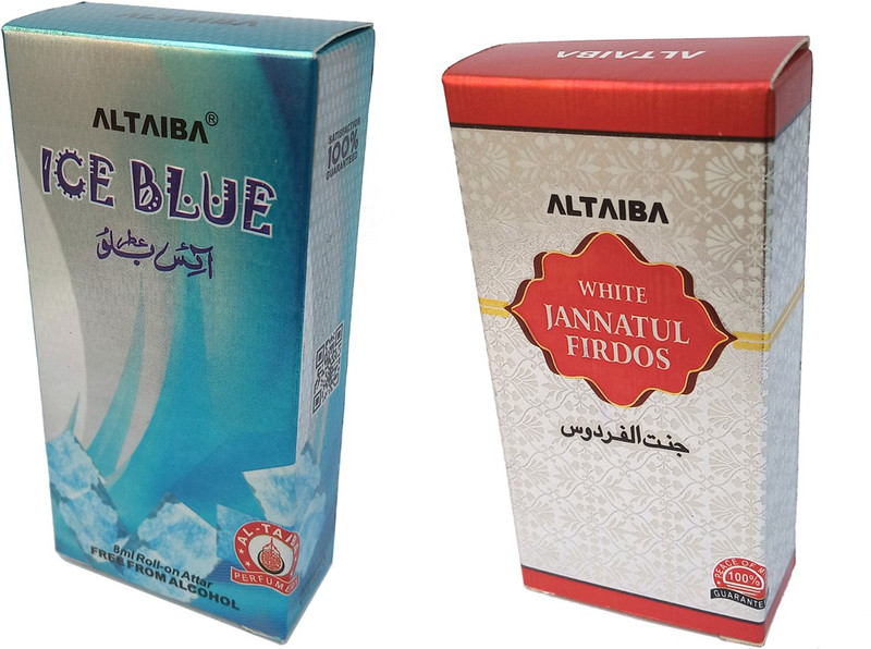 Altaiba Ice Blue 8ml and White Jannatul Firdaus 6ml Combo Pack Attar Floral Attar(Floral)