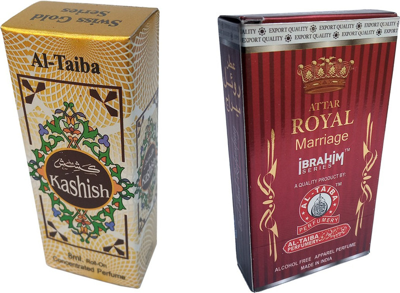 Altaiba Kashish 8ml and Royal Marriage 8ml Combo Pack Attar Alcohol Free Pack of 2 Floral Attar(Floral)
