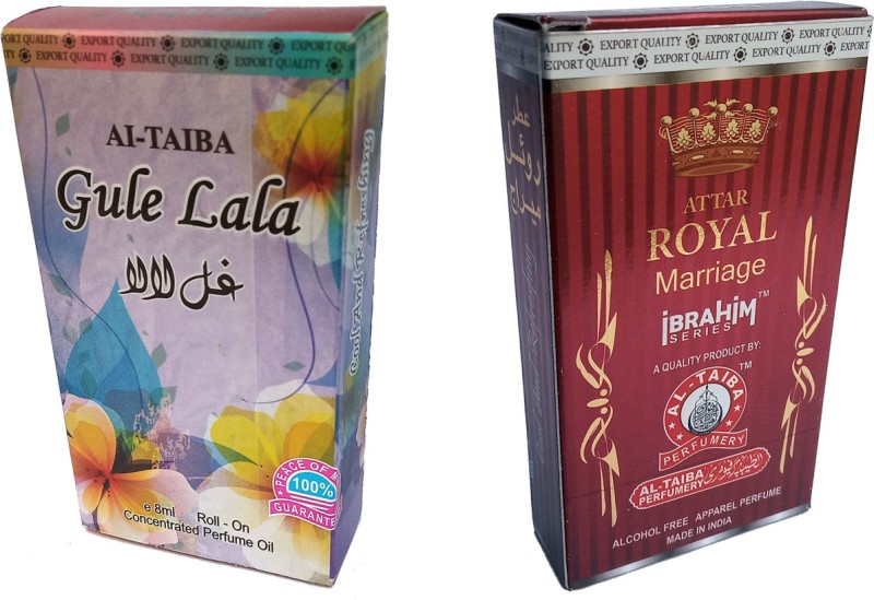 Altaiba Gule Lala 8ml and Royal Marriage 8ml Combo Pack Attar Alcohol Free Pack of 2 Floral Attar(Floral)