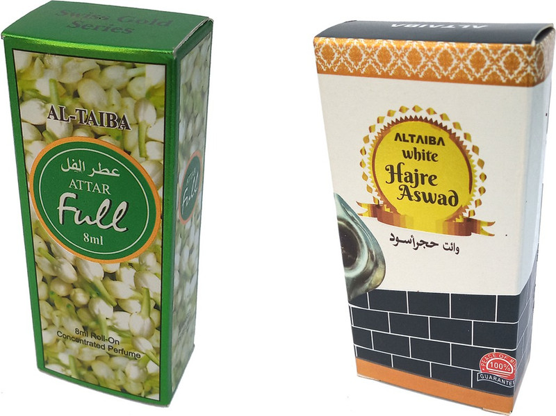 Altaiba Full 8ml and White Hajre Aswad 6ml Combo Pack Attar Alcohol Free Pack of 2 Floral Attar(Floral)