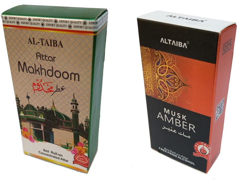 Altaiba Makhdoom 6ml and Musk Amber 6ml Combo Pack Attar Alcohol Free Pack of 2 Floral Attar(Floral)