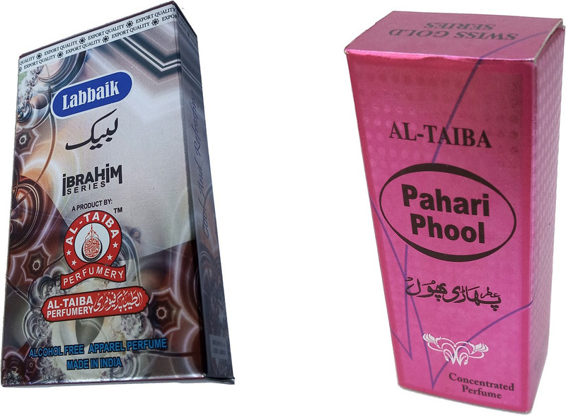 Altaiba Labbaik 8ml and Pahari Phool 8ml Combo Pack Attar Alcohol Free Pack of 2 Floral Attar(Floral)