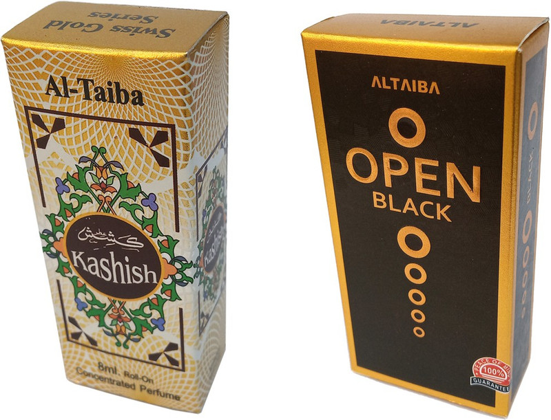 Altaiba Kashish 8ml and Open Black 6ml Combo Pack Attar Alcohol Free Pack of 2 Floral Attar(Floral)