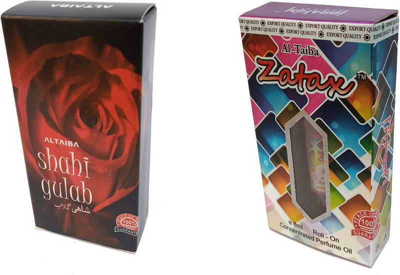 Altaiba Shahi Gulab 6ml and Zatax 8ml Combo Pack Attar Alcohol Free Pack of 2 Floral Attar(Floral)