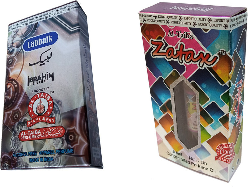 Altaiba Labbaik 8ml and Zatax 8ml Combo Pack Attar Alcohol Free . Floral Attar(Floral)