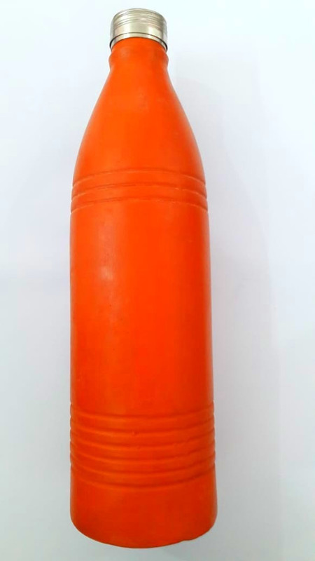 mitti wala Mitti Clay Bottle(1000Ml),With Steel Lid 1000 ml Bottle(Pack of 1, Orange)