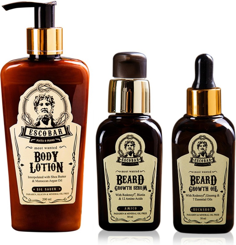 ESCOBAR Men Body Lotion, Growth Serum and Beard Growth Oil.(3 Items in the set)