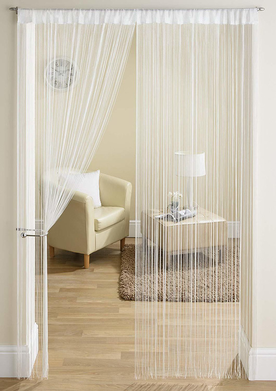 Yutiriti 213.36 cm (7 ft) Door Polyester Room Darkening Curtain Single Curtain(White, Striped)
