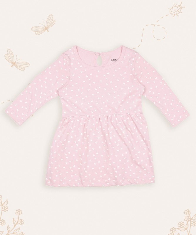 Miss & Chief Baby Girls Midi/Knee Length Casual Dress(Pink, Full Sleeve)