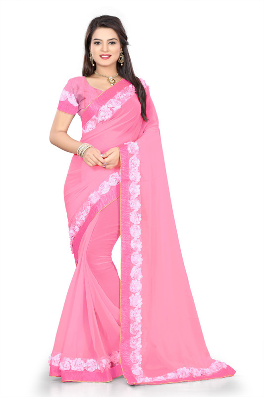 serona fabrics Self Design Fashion Pure Georgette Saree(Red)