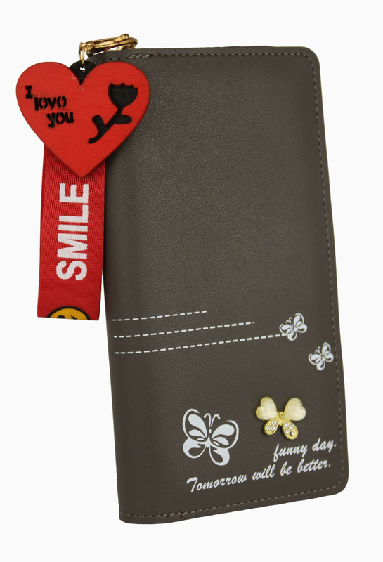 feather cruz Women Grey Artificial Leather Card Holder(11 Card Slots)