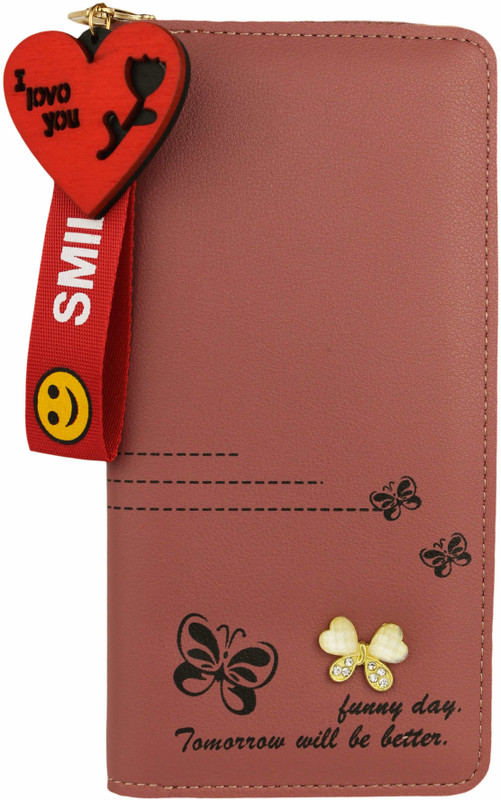 feather cruz Women Pink Artificial Leather Card Holder(11 Card Slots)