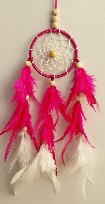 handymandy store Nylon, Wood Dream Catcher(4 inch, Pink, White, Red)