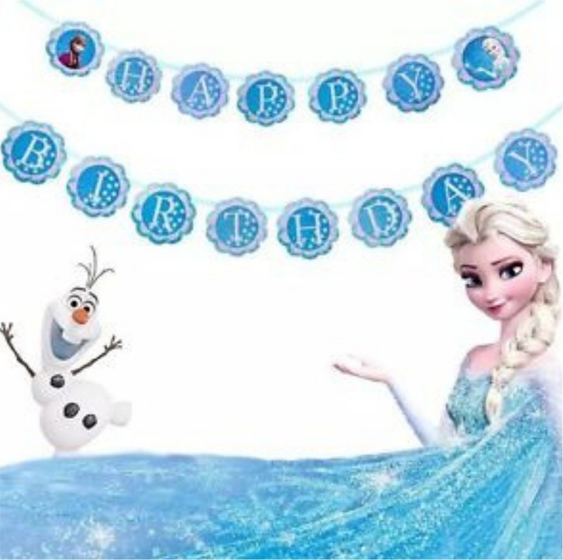 partysanthe Frozen Theme Happy Birthday Banner Banner(3 ft, Pack of 1)