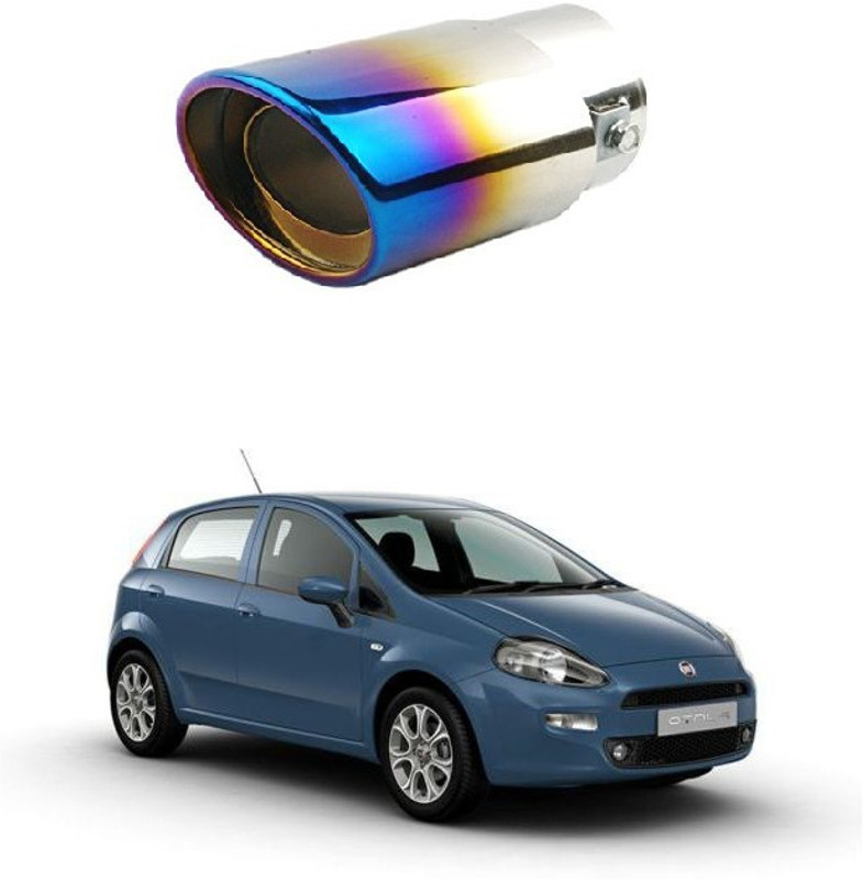 PRTEK Tip Chrome Half Burnt Blue 1.5 to 2.25 inch Exhaust Pipe Diameter 0083 Car Silencer(Aluminium)