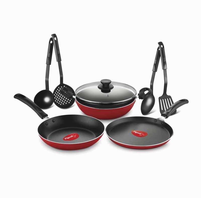 Pigeon Non stick 8 Piece Forged Induction Bottom Gift Set Induction Bottom Cookware Set(Aluminium, 8 - Piece)