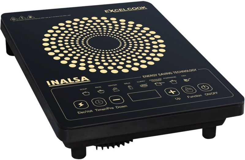 Inalsa Excel Cook,1600-Watt Induction Cooktop(Black, Push Button)