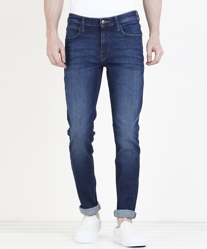 lee skinny men's blue jeans