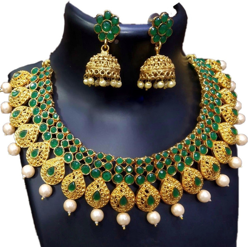 oxyshoplab Alloy Jewel Set(Green, Gold)