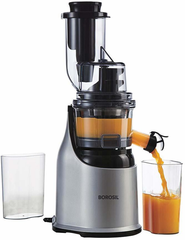 Borosil PRO Health Pro Cold Press Slow Juicer 200 Juicer(Silver, 2 Jars)