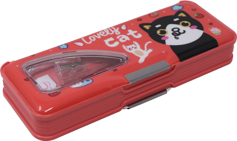 qips LOVELY CAT LOVELY CAT Art Plastic Pencil Box(Set of 1, Red)