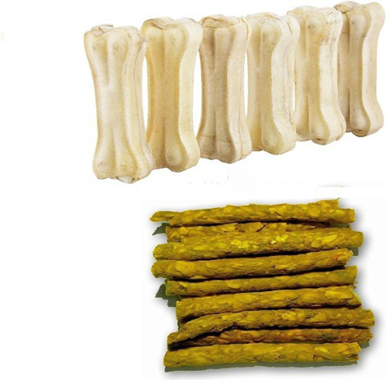 jacky treats Dog Bone (3 Inch x 6 Pieces) and Chicken Stick, 120g Chicken Dog Treat(120 g, Pack of 2)