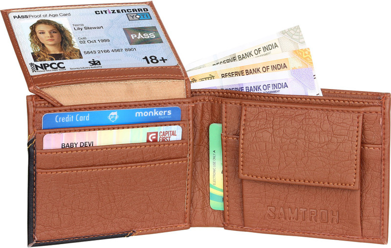 samtroh Men Formal Brown Artificial Leather Money Clip(5 Card Slots)