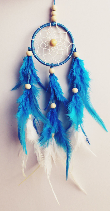 handymandy store Nylon, Wood Dream Catcher(4 inch, Blue, White)