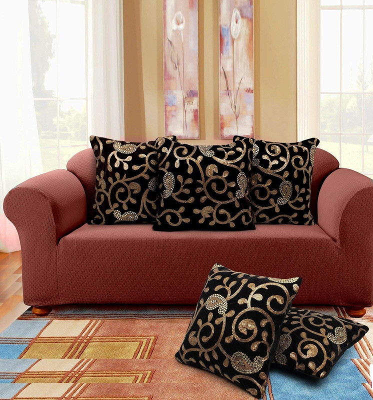 lilypin Embroidered Cushions & Pillows Cover(Pack of 5, 30 cm*30 cm, Multicolor)