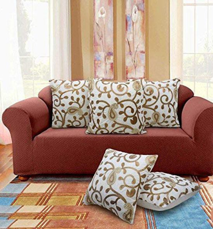 lilypin Embroidered Cushions & Pillows Cover(Pack of 5, 30 cm*30 cm, Multicolor)