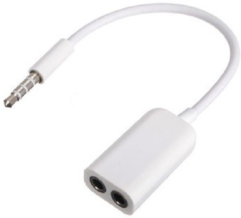 atekt 3.5 mm Female Audio Stereo Earphone Headphone Splitter 0.25 m Headphone Splitter(Compatible with MOBILE,LAPTOP, White, One Cable)