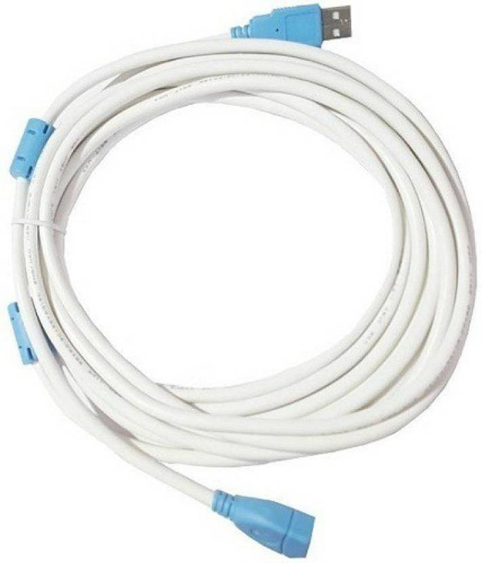 kebilshop USB 2.0 Male To female 5m USB Extension Cable. Reversible USB 2.0(Compatible with Computer,Laptop,TV, White, Sync and Charge Cable)