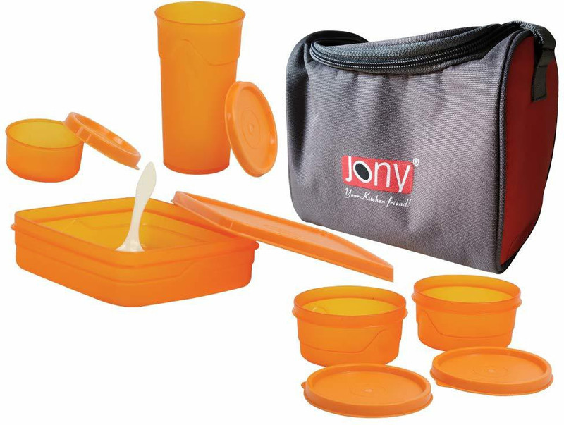 jony 5 Continer Lunch Box with Bag - Orange 5 Containers Lunch Box(1350 ml)