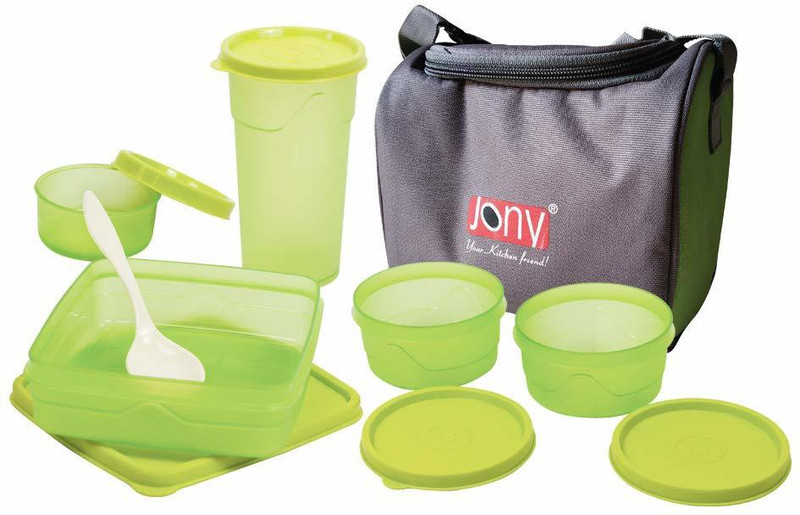 jony 5 Continer Lunch Box with Bag - Neon Green 5 Containers Lunch Box(1350 ml)