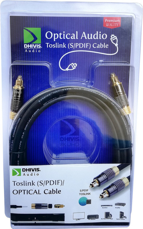 dhivis  TV-out Cable Optical Audio Cable, SPDIF AudioCable, Support Dolby Digital Plus, DTS-HD High Resolution(Black, For TV, 3 m)