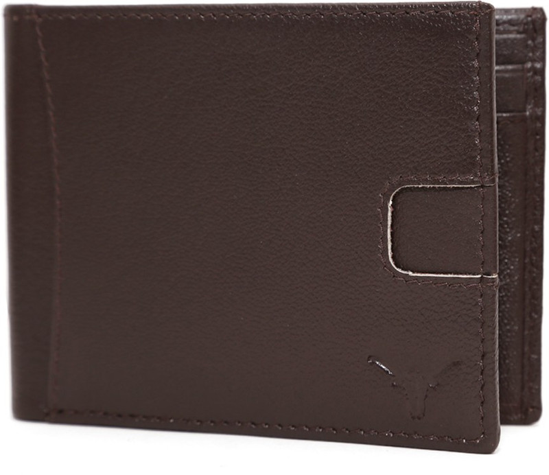 hidekraft Men Casual Brown Genuine Leather Wallet(8 Card Slots)