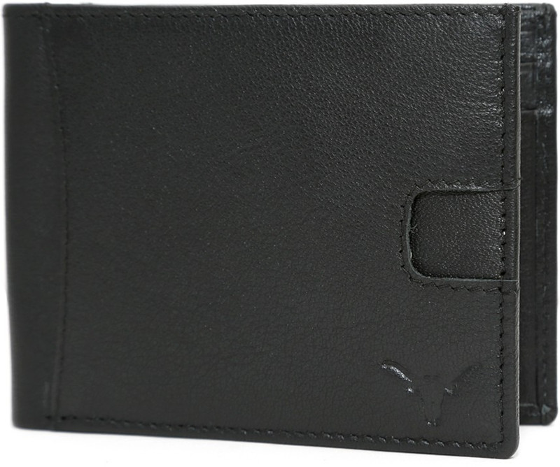 hidekraft Men Casual Black Genuine Leather Wallet(8 Card Slots)