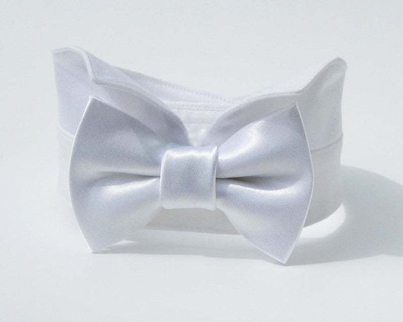 dogmafia Bow Tie, Bandana, Tuxedo for Dog, Cat(pure white)