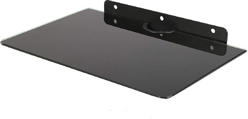 ksf ks6 dth stand pack of 2 Glass Wall Shelf(Number of Shelves - 2, Black)