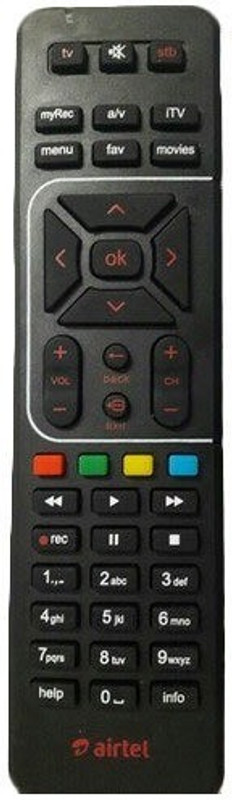 Airtel Hd Set Top Box Remote Airtel Remote Controller(Black)