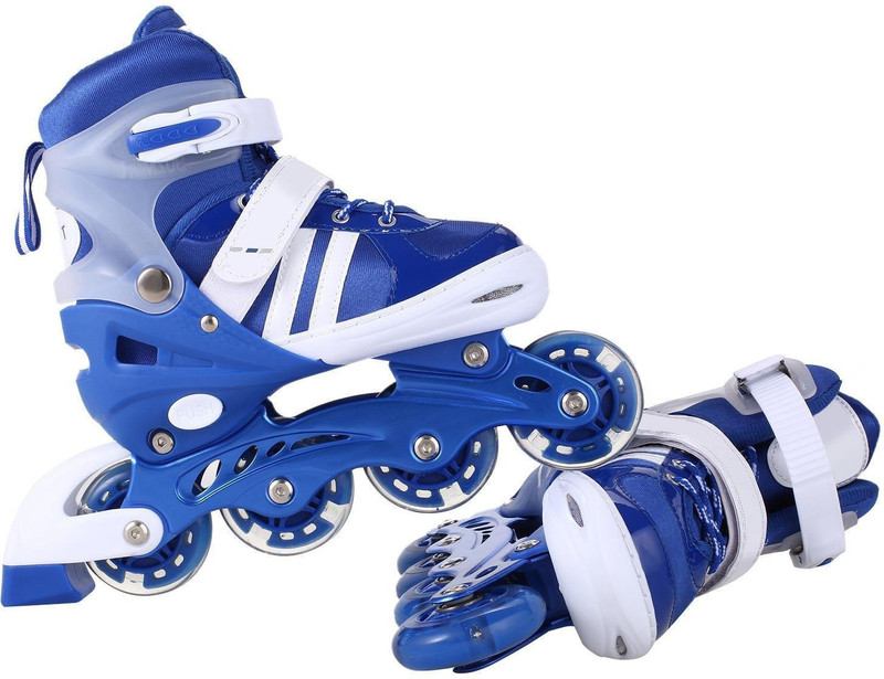 SPEEDYZONE Hight Premium Quality Inline Blue Color Skating, Skates Size Adjustable (38-42 / L Size) All Pure PU Wheels It Has Aluminum-Alloy Which is Strong Wheels In-line Skates - Size 7-10 UK (Blue) In-line Adults Size 6 UK - 9 UK(Adjustable, Advanced, Training, Recreational, Beginner, Blue)