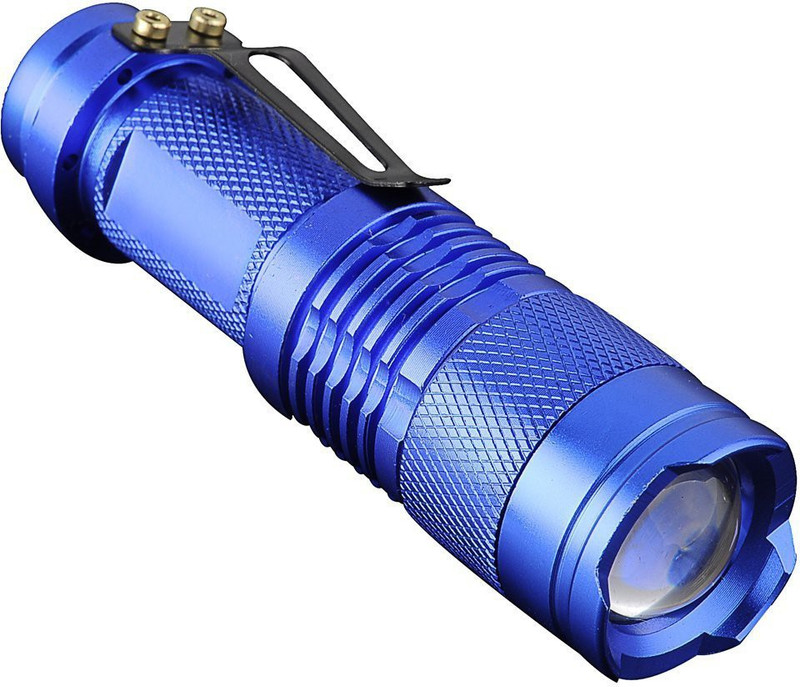 GERBERA 3 Modes Mini LED Flashlight Tactical Lamp Adjustable Focus Zoomable Light Torch(Blue)