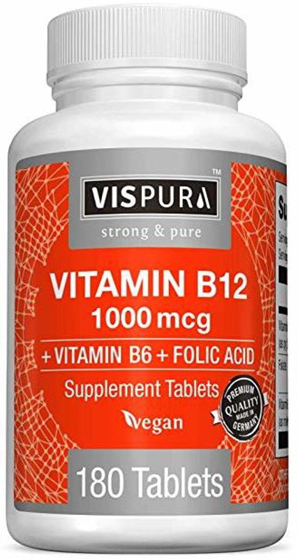 vispura Vitamin B12 1000 mcg + B6/Folic Acid(180 Tablets)