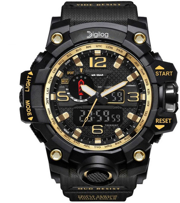 Digilog Globe Trotter Gold Multi-Function Analog-Digital Watch For Men