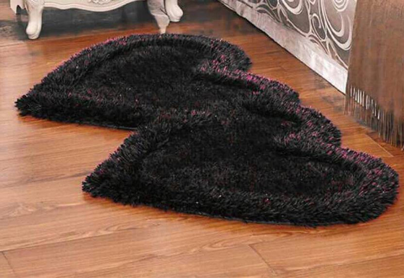 vats Black Polyester Area Rug(55 cm  X 140 cm)