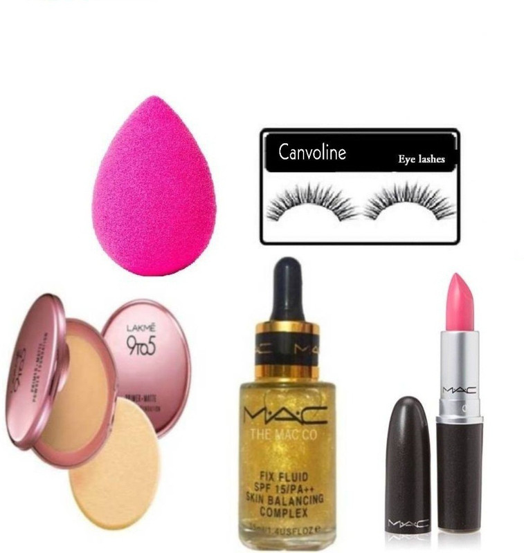 canvoline COMBO KIT BEST EYELASH,MATTE LIPSTICK,FIX FLUID,STI OF 5 (Set of 5)(Set of 5)